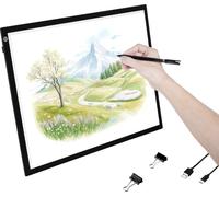 SucceBuy Tableau lumineux LED A3, luminosité réglable sur 3 niveaux, alimentation par USB pour tracer, esquisser, dessiner, noir