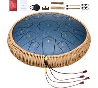 SucceBuy Tambour à anches en acier, 14 pouces, 15 notes, do majeur, bleu marine, avec baguettes et sac de transport pour le jardin, les cours de musique, le yoga
