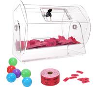 SucceBuy Tambour de tombola en acrylique, peut contenir 5000 tickets ou 200 boules de tombola, cage tournante transparente pour tickets avec 2 clés, boîte de tirage de loterie pour jeux de bingo