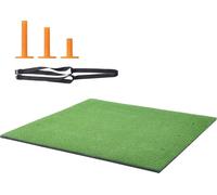 SucceBuy Tapis de frappe de golf 5x5ft, gazon synthétique épaissi, aide à l'entraînement au golf avec 3 tees en caoutchouc, entraînement intérieur-extérieur