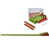SucceBuy Tapis de golf putting 5 trous, putting green de golf intérieur, retour automatique de la balle, aide à l'alignement, socle en bois, aide à l'entraînement au golf, mini-set, exercice à domicil