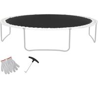 SucceBuy Tapis de trampoline de rechange, adapté au cadre de 15 pieds, tapis de saut résistant aux UV avec outil à ressort et anneaux en V durables, adapté à la longueur de ressort de 6,5 pouces, pour