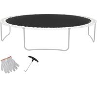 SucceBuy Tapis de trampoline de rechange, adapté au cadre de 15 pieds, tapis de saut résistant aux UV avec outil à ressort et anneaux en V durables, adapté à la longueur de ressort de 7 pouces, pour t