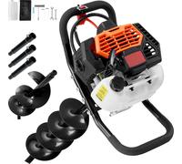 SucceBuy Tarière avec moteur à essence, 52 CC, 1450 W, forets 6" et 10" avec 3 tiges d'extension, pour terres agricoles, plantes de jardin, orange + noir