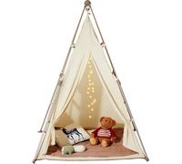 SucceBuy Tente de jeu pour enfants, Tipi pour 1-5 ans, tente pliable pour jeunes enfants avec tapis, sac de transport, fenêtres, pour l'intérieur et l'extérieur, Beige, tente pour garçons et filles