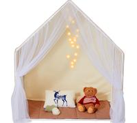 SucceBuy Tente de jeux pour enfants, pour 1-5 ans, avec tapis et lampe, fenêtre, pour l'intérieur et l'extérieur, yourte pour garçons et filles, Beige