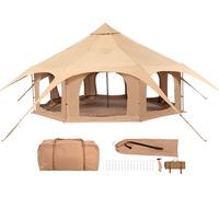 SucceBuy Tente ronde en toile de 5 m/16,4 ft, tente de yourte 4 saisons avec raccordement au poêle, tente de camping respirante pour 8 personnes, partie de chasse en plein air pour les familles