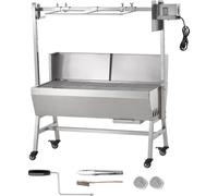 SucceBuy Titre du produit révisé : Broche tournante de 35" avec pare-brise, broche à charbon de bois pour griller des porcs/agneaux/chèvres entiers, capacité de 90 livres, moteur électrique de 42 W, r