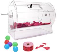 SucceBuy Tombola en acrylique, peut contenir 10.000 tickets ou 300 balles, cage tournante transparente pour jeux de loterie, boîte de tombola professionnelle avec 2 clés, tambour de tirage pour bingo