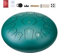 SucceBuy Tongue Drum en acier, 12 pouces & 13 notes, tonalité de do majeur, Tank Drum avec 2 baguettes & sac de transport, percussion Handpan pour le jardin, le yoga & les cours de musique, vert