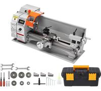 SucceBuy Tour à métaux 7'' x 16'', 800W Tour de précision Benchtop Power, 150-2500 RPM Vitesse variable, 3.9'' 3 mandrins Boîte à outils