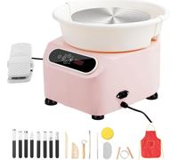 SucceBuy Tour de potier, 11 pouces, 450 W électrique avec pédale et écran tactile LCD, entraînement direct pour la poterie, outils de moulage pour l'artisanat DIY, rose
