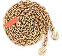 SucceBuy - Transport - Chaîne d'attache, limite de charge de travail de 7100 livres, G80 - Chaîne de remorquage 3/8'' x 20' à attacher, crochet de préhension, certification DOT, acier galvanisé au man