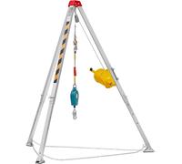 SucceBuy Treuil 2600 lbs, pieds 8' & câble 98', trépied de sauvetage pour espaces confinés avec protection antichute 32,8', sangle, sac de rangement pour espaces confinés traditionnels