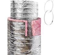 SucceBuy Tuyau d'évacuation d'air du séchoir, indice d'inflammabilité R-6.0, 7,62 m de gaine flexible isolée de 254 mm, avec 2 pinces, résistant, 3 couches, pour le chauffage, la ventilation et la cli