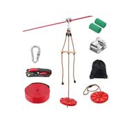 SucceBuy Tyrolienne 19,8m Capacité 227kg Avec Harnais de Sécurité en Nylon Siège et Guidon
