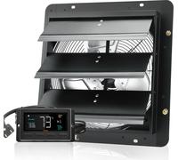 SucceBuy Ventilateur d'extraction 356 mm avec store vénitien, moteur EC 1024 CFM, montage mural à vitesse variable avec régulateur de température et d'humidité, aération pour serres, garages, hangars