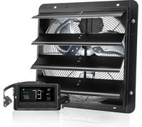 SucceBuy Ventilateur d'extraction 406 mm avec store vénitien, moteur EC 1747 CFM, montage mural à vitesse variable avec régulateur de température et d'humidité, aération pour serres, garages, hangars