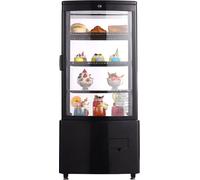SucceBuy Vitrine réfrigérée, 3 Cu.Ft/85L, 3 étages, armoire réfrigérée pour pâtisseries avec éclairage LED, réfrigération TURBO, refroidissement par air sans givre, porte verrouillable pour boulangeri