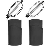Success Eyewear Lunettes de lecture 2 paires noires et bronze Lunettes de lecture compactes et pliables pour hommes et femmes Étui inclus Lot : Ensemble de lunettes noires et bronze avec 2 étuis 1,5
