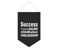 Success Is Going from Failure to Failure Without Losing Enthusiasm Bannière murale inspirante à suspendre fanion bannière murale décoration d'intérieur pour salon, chambre à coucher, bureau, cadeau de