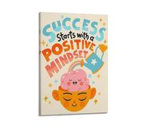 Success Starts with A Positive Mindset - Impression sur le thème du cerveau - Poster inspirant - Impression sur toile optimiste - Décoration murale artistique moderne à suspendre - 30 x 45 cm