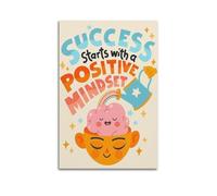 Success Starts with A Positive Mindset - Impression sur le thème du cerveau - Poster inspirant - Impression sur toile optimiste - Décoration murale artistique moderne à suspendre - 50 x 75 cm