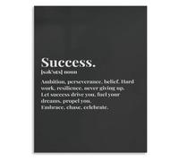 Success Through Ambition Poster Perseverance Belief for Hallway Decor