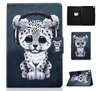 Succtop Coque iPad 2019/2020 7./8. Génération/iPad Pro/iPad Air3 Etui Cuir PU Flip Housse Stand Cover Veille/Réveil Auto pour iPad 10.2"/iPad Pro 2017 10.5"/iPad Air3 Léopard Musique