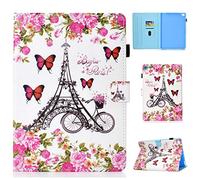 Succtop Coque iPad 5è/6è Generation 9.7 Pouce 2020/2018 Étui Cuir PU Flip Housse Portefeuille Stand Cover Con Fente pour Stylo Veille/Réveil Auto pour iPad Air 9.7 Pouce, Papillon Fleur