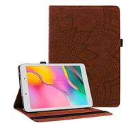 Succtop Coque Samsung Galaxy Tab A 2019 8 Pouces Etui Mandala Flower Emboess Housse en Cuir PU Retourner Portefeuille Tablette Case avec Porte-Stylo Galaxy Tab A 8.0 2019 SM-T290 / SM-T295 Marron