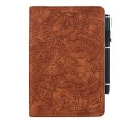 Succtop Coque Samsung Tab A 10.1 2016 Etui Mandala Flower Emboess Housse en Cuir PU Retourner Portefeuille Tablette Case avec Porte-Stylo Coque Samsung Galaxy Tab A6 10.1 inch SM-T580/SM-T585 Marron