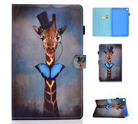 Succtop Coque Samsung Tab A 10.1 Pouces 2019 Etui Cuir PU Flip Stand Tablette Housse avec Ceinture Antidérapante et Porte-Stylo pour Samsung Galaxy Tab A 2019 10.1" SM-T510 SM-T515 Girafe
