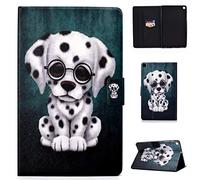 Succtop Coque Samsung Tab A 10.1 Pouces 2019 Etui Cuir PU Flip Stand Tablette Housse avec Ceinture Antidérapante et Fente-Carte pour Samsung Galaxy Tab A 2019 10.1" SM-T510 SM-T515 Chiot Tacheté