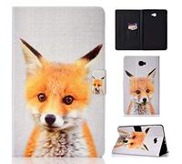 Succtop Coque Samsung Tab A6 Etui de Cuir PU Portefeuille Fente pour Carte Flip Housse avec Fonction de Veille/Réveil Auto per Samsung Galaxy Tab A 2016 10.1 Pouce SM-T580/SM-T585 Renard