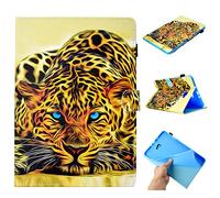 Succtop Coque Samsung Tab A6 Etui de Cuir PU Portefeuille Porte-Stylo Flip Housse avec Fonction de Veille/Réveil Auto per Samsung Galaxy Tab A 2016 10.1 Pouce SM-T580/SM-T585 Léopard