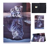 Succtop Coque Tablette Samsung Galaxy Tab S6 Lite 10,4 2022/2020 Étui Coque en Cuir PU Housse Portefeuille Porte-Stylo Magnetic Housse Galaxy Tab S6 Lite SM-P613/P619/P610/P615,Chat et Tigre
