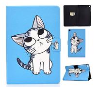 Succtop Etui Galaxy Tab A 2019 10.1 "Case Housse en Cuir PU Flip Stand Portefeuille Tablet Coque de Protection avec Fente Carte pour Samsung Galaxy Tab A 2019 10.1 Pouce SM-T510/SM-T515 Chat Bleu