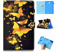 Succtop Etui Samsung Tab A6 Housse en Cuir PU Portefeuille Stand Coque de Tablette avec Porte-stylo Fonction Veille/Réveil Auto pour Samsung Galaxy Tab A 2016 10.1 Pouces SM-T580/SM-T585 Papillon Doré