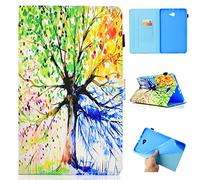 Succtop Etui Samsung Tab A6 Housse en Cuir PU Portefeuille Stand Coque de Tablette avec Porte-Stylo Fonction Veille/Réveil Auto pour Samsung Galaxy Tab A 2016 10.1 Pouces SM-T580/SM-T585 Arbre de Vie