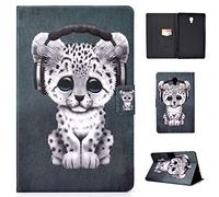 Succtop Etui Tab A 10.5 Pouces Housse Portefeuille Flip Cover Stand Magnétique Tablette Coque avec Fonction Veille/Réveil Auto pour Samsung Galaxy Tab A 2018 10.5" SM-T590/SM-T595 Léopard Musique