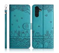 Succtopy Coque pour Samsung Galaxy A13/M13 5G/A04 4G/A04S Étui de Protection [Etui à Rabat] [Pochette de Portefeuille] [Fermeture Magnétique] Housse Premium en Cuir PU Portefeuille Bleu