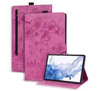 Succtopy Coque Samsung Galaxy Tab S8 2022/Galaxy Tab S7 2020 11 Pouces PU Cuir Cover Tablette Housse de Protection Porte-Crayons Portefeuille Tablet Étui Galaxy Tab S8 2022/S7 2020 - Rose Rouge