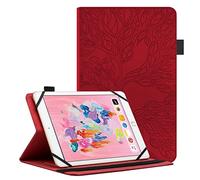 Succtopy Coque Universel Tablette 10 Pouces PU Cuir Cover Tablette Housse de Protection 9" 9.7" 10.1" Porte-Crayons Portefeuille Tablet Étui pour Galaxy Tab A,Huawei MediaPad,Lenovo Tab,Rouge