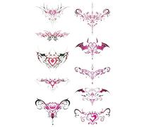 Succubus Temporary Tattoos For Women Wings Totem Fake Tattoo Art Lasting Tattoo Stickers Waterproof(10PCS 01)