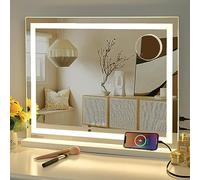 Sucedey Miroir de courtoisie avec lumières, Miroir de Maquillage Hollywood avec 3 Modes de Couleur et luminosité réglable, grossissement x10 Amovible et Chargement USB (Blanc)