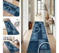 SUCERU Tapis de Cuisine Antidérapant Lavable Tapis de Passage 40X60CM TapisCouloir Bleu Noir Géométrie pour Chambre Paillassons Salon TapisDécoration Moquette Anti-Taches d'entrée intérieurs