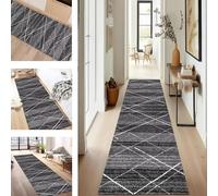 SUCERU TapisCouloir Long Tapis de Cuisine Devant Evier Lavable Antiderapant Gris Noir Blanc 60X80CM Tapis de Passage Paillasson Anti-salissures Entree Interieur pour Chambre Salon Bureau Buanderie