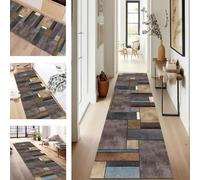 SUCERU TapisCouloir Long Tapis de Cuisine Devant Evier Lavable Antiderapant Marron Gris 40X60CM Tapis de Passage Paillasson Anti-salissures Entree Interieur pour Chambre Salon Bureau Buanderie