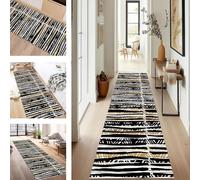 SUCERU TapisCouloir Long Tapis de Cuisine Devant Evier Lavable Antiderapant Noir Blanc 60X80CM Tapis de Passage Paillasson Anti-salissures Entree Interieur pour Chambre Salon Bureau Buanderie